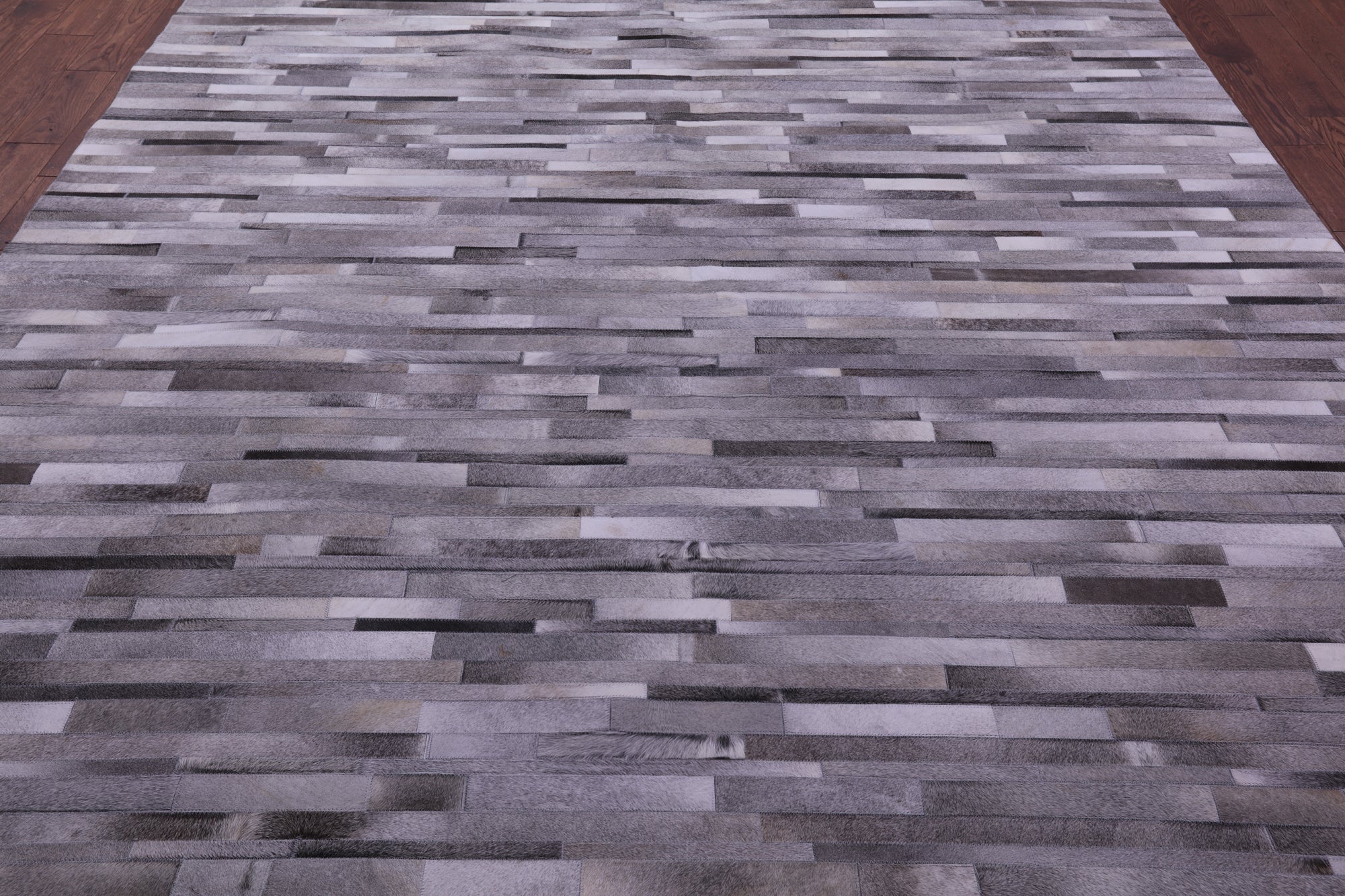 Grey Brickwork Natural Cowhide Hand Stitched Patchwork Rug - 9' 0" X 12' 0"