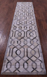 Grey & White Natural Cowhide Hand Stitched Patchwork Runner Rug - 2' 6" X 12' 0"