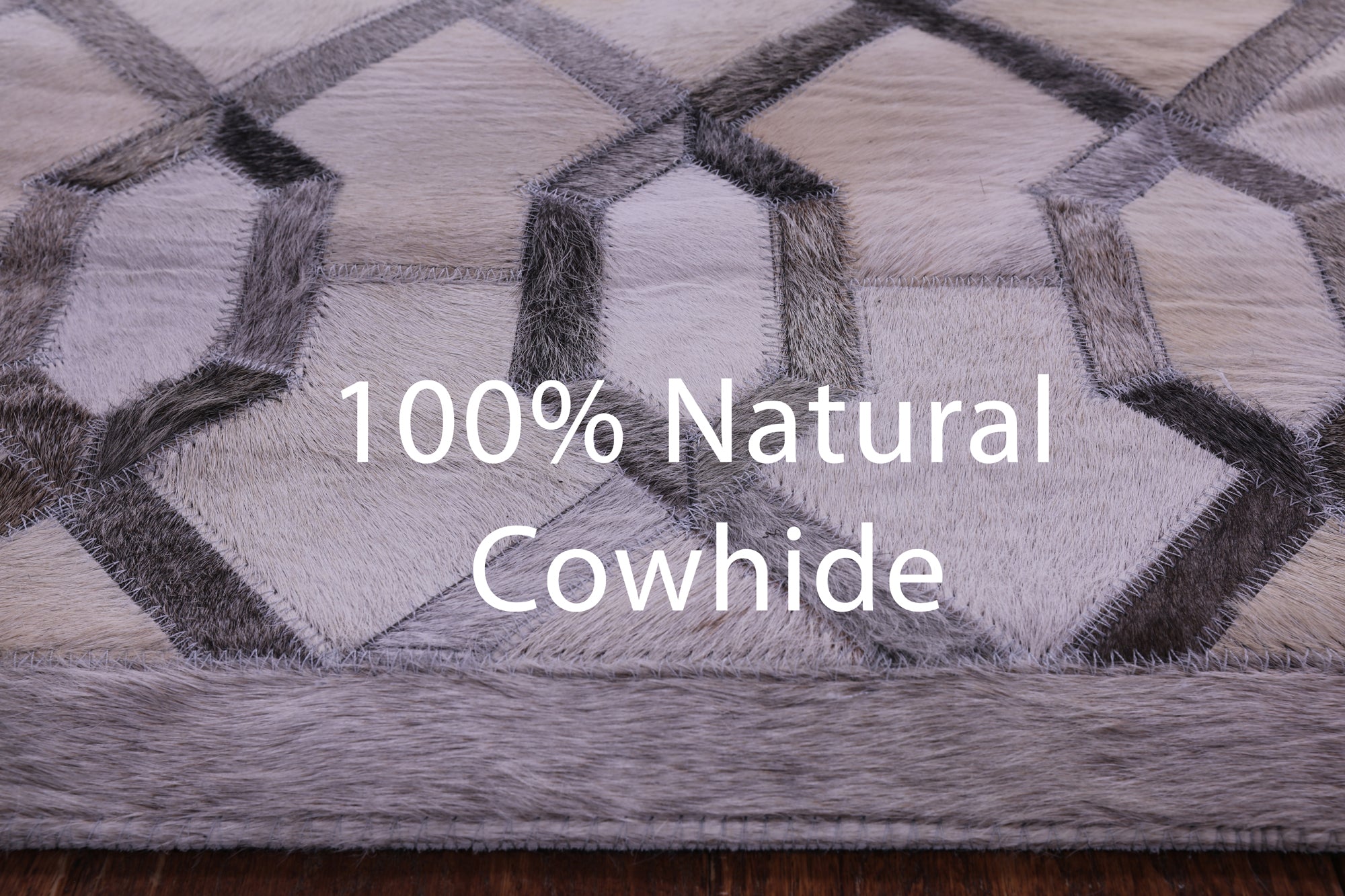 Grey & White Natural Cowhide Hand Stitched Patchwork Runner Rug - 2' 6" X 12' 0"