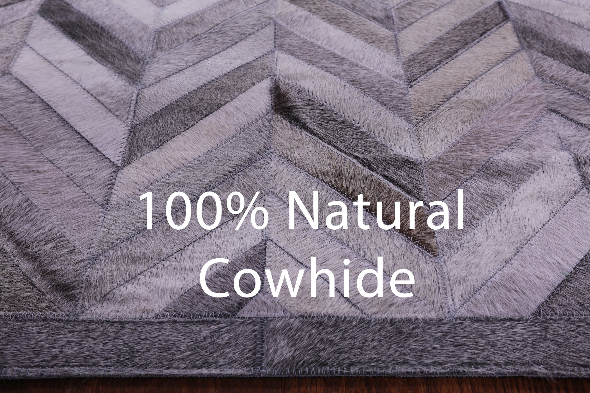 Grey Chevron Natural Cowhide Hand Stitched Patchwork Runner Rug - 2' 6" X 12' 0"