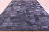 Black Natural Cowhide Hand Stitched Patchwork Rug - 9' 0" X 12' 0"