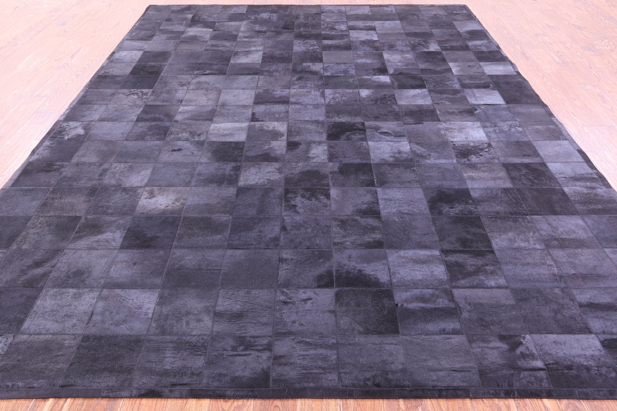 Black Natural Cowhide Hand Stitched Patchwork Rug - 9' 0" X 12' 0"