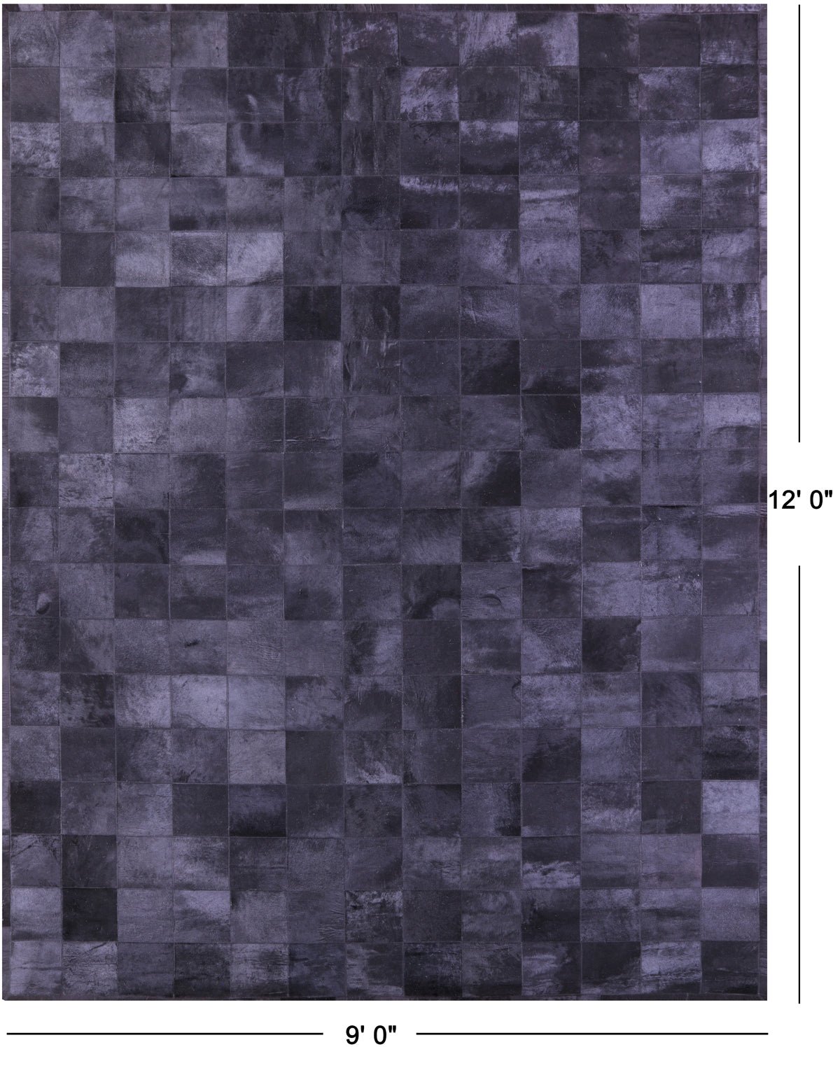 Black Natural Cowhide Hand Stitched Patchwork Rug - 9' 0" X 12' 0"
