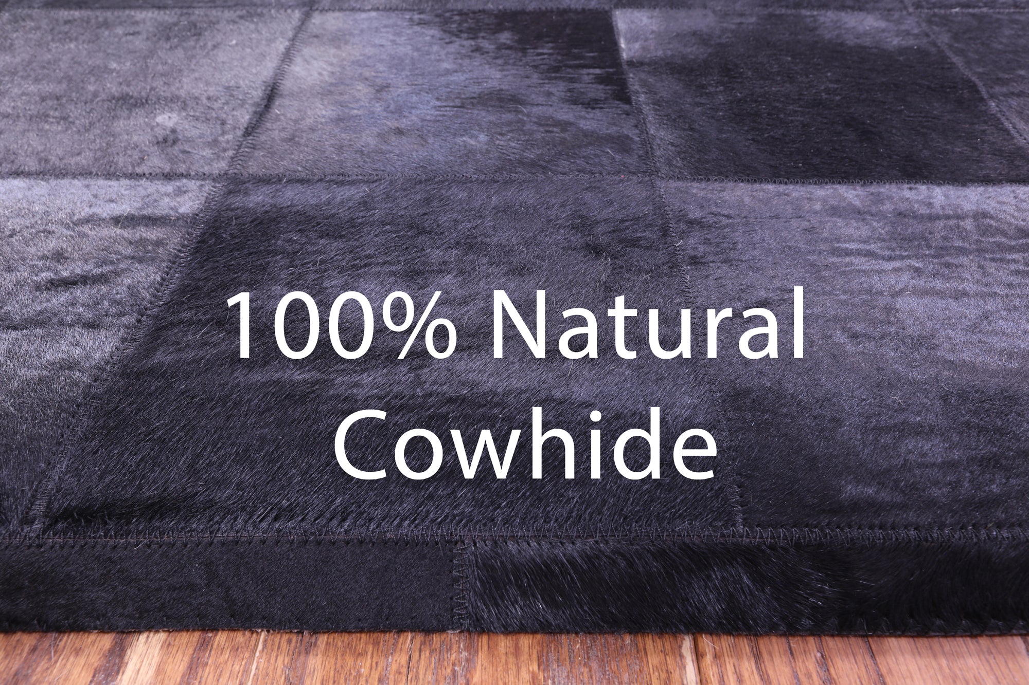 Black Natural Cowhide Hand Stitched Patchwork Rug - 9' 0" X 12' 0"