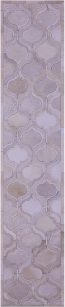 Ivory Natural Cowhide Hand Stitched Patchwork Runner Rug - 2' 6" X 12' 0"