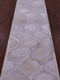 Ivory Natural Cowhide Hand Stitched Patchwork Runner Rug - 2' 6" X 12' 0"