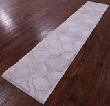 Ivory Natural Cowhide Hand Stitched Patchwork Runner Rug - 2' 6" X 12' 0"