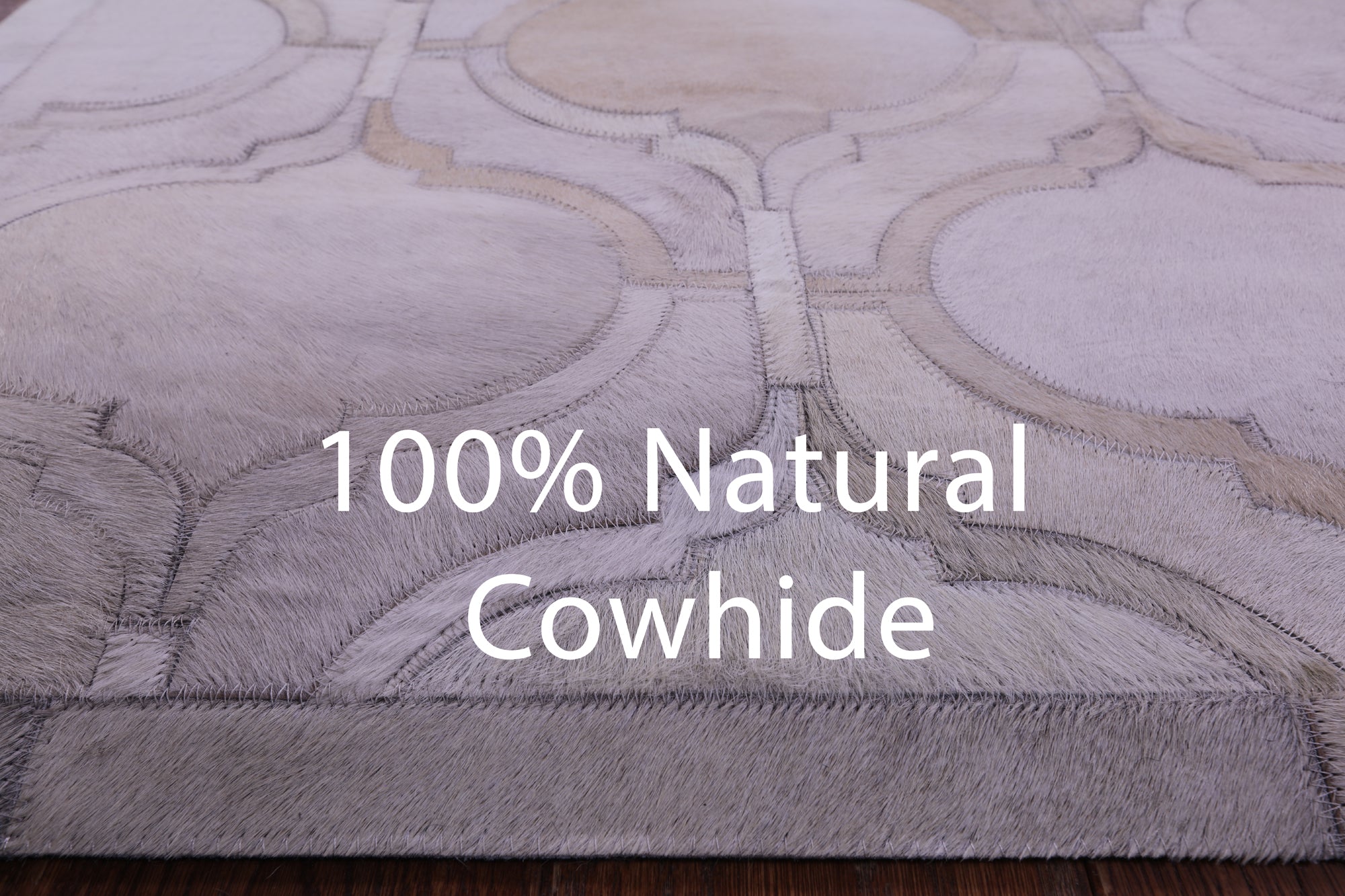 Ivory Natural Cowhide Hand Stitched Patchwork Runner Rug - 2' 6" X 12' 0"