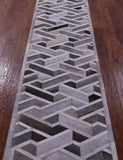 Grey Natural Cowhide Hand Stitched Patchwork Runner Rug - 2' 6" X 12' 0"