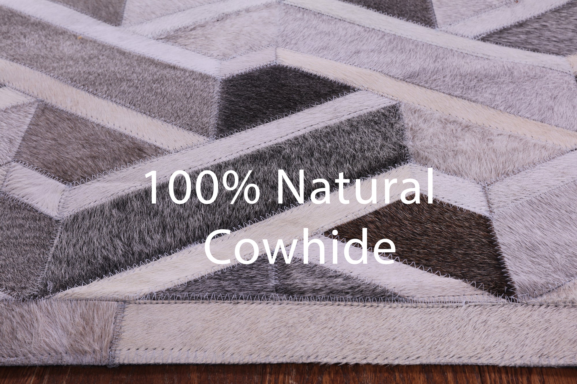Grey Natural Cowhide Hand Stitched Patchwork Runner Rug - 2' 6" X 12' 0"