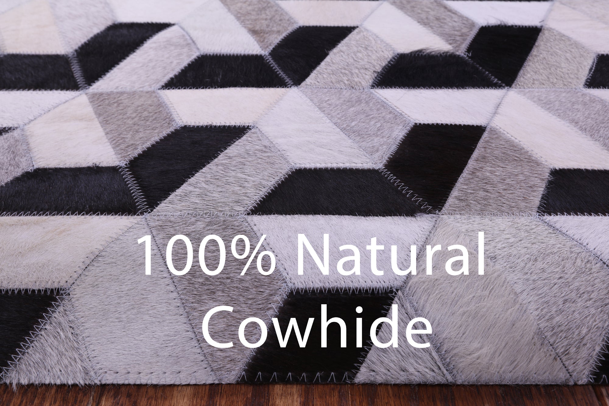 Black & White Natural Cowhide Hand Stitched Patchwork Rug - 9' 0" X 12' 0"