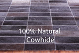 Grey & White Gradient Brickwork Natural Cowhide Hand Stitched Patchwork Runner Rug - 2' 6" X 12' 0"