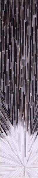 Brown & White Natural Cowhide Hand Stitched Patchwork Runner Rug - 2' 6" X 12' 0"