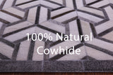 Grey & White Natural Cowhide Hand Stitched Patchwork Runner Rug - 2' 6" X 12' 0"