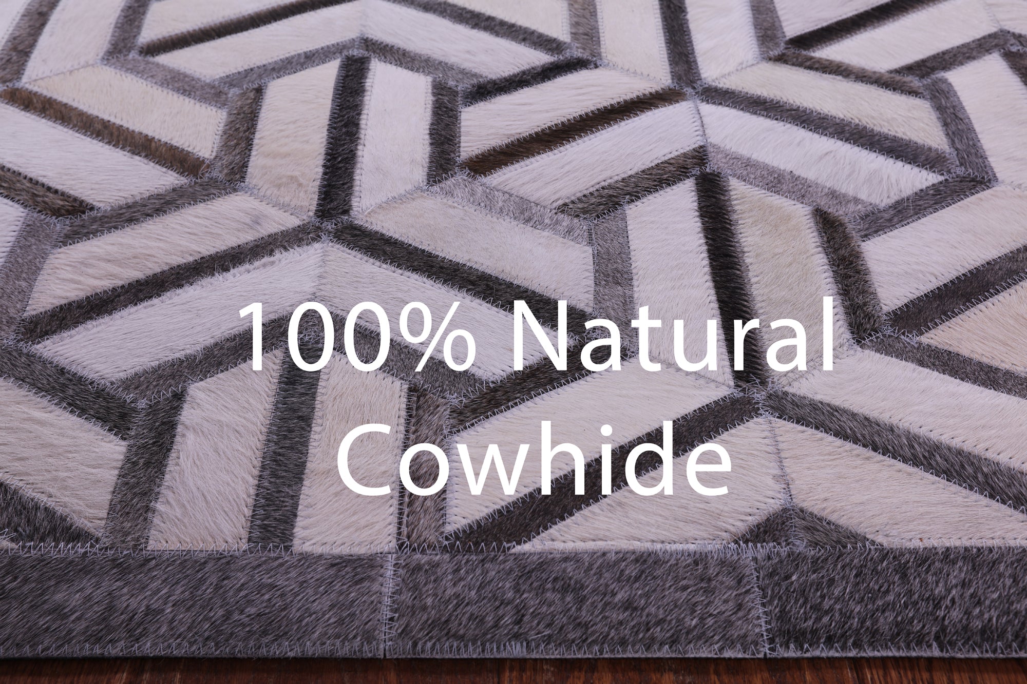 Grey & White Natural Cowhide Hand Stitched Patchwork Runner Rug - 2' 6" X 12' 0"