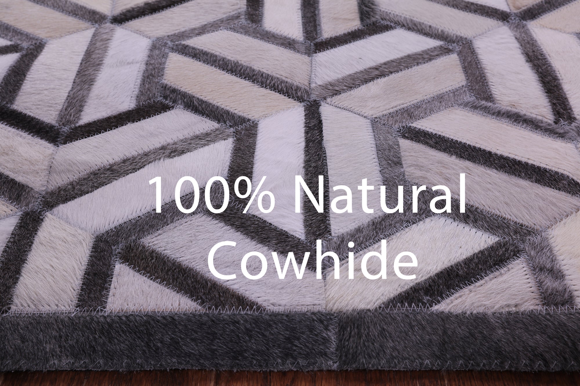Grey & White Natural Cowhide Hand Stitched Patchwork Rug - 9' 0" X 12' 0"