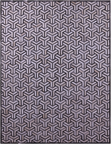 Grey & White Natural Cowhide Hand Stitched Patchwork Rug - 9' 0" X 12' 0"
