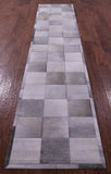 Grey Natural Cowhide Hand Stitched Patchwork Runner Rug - 2' 6" X 12' 0"