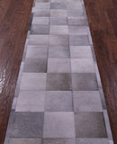 Grey Natural Cowhide Hand Stitched Patchwork Runner Rug - 2' 6" X 12' 0"