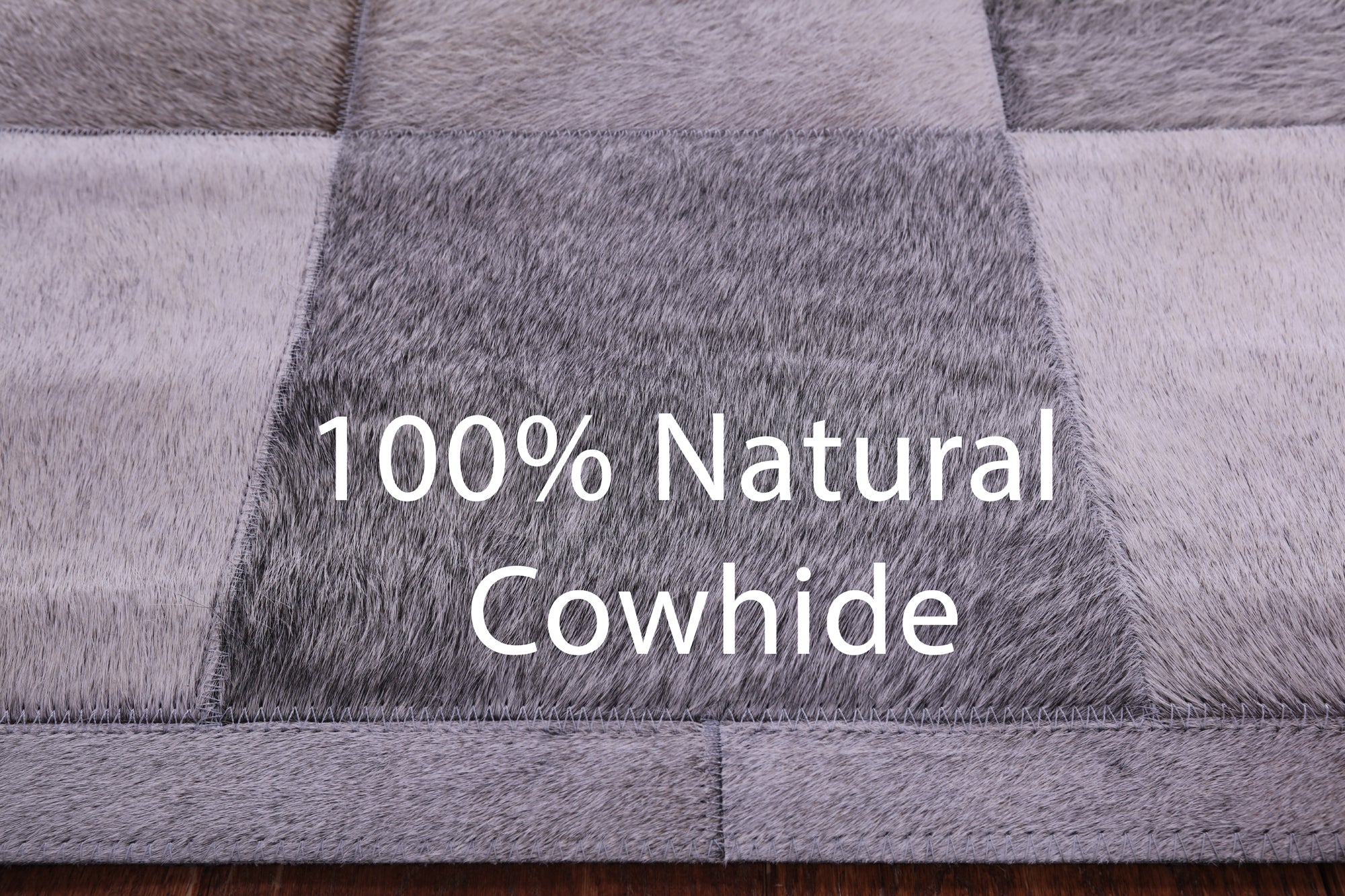 Grey Natural Cowhide Hand Stitched Patchwork Runner Rug - 2' 6" X 12' 0"