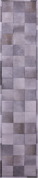 Grey Natural Cowhide Hand Stitched Patchwork Runner Rug - 2' 6" X 12' 0"