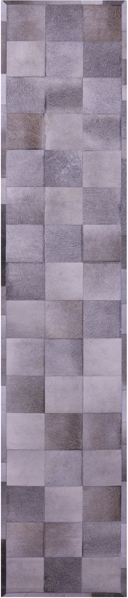 Grey Natural Cowhide Hand Stitched Patchwork Runner Rug - 2' 6" X 12' 0"