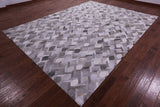 Grey & White Natural Cowhide Hand Stitched Patchwork Rug - 9' 0" X 12' 0"