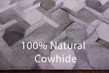 Grey & White Natural Cowhide Hand Stitched Patchwork Rug - 9' 0" X 12' 0"