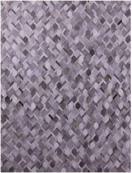 Grey & White Natural Cowhide Hand Stitched Patchwork Rug - 9' 0" X 12' 0"