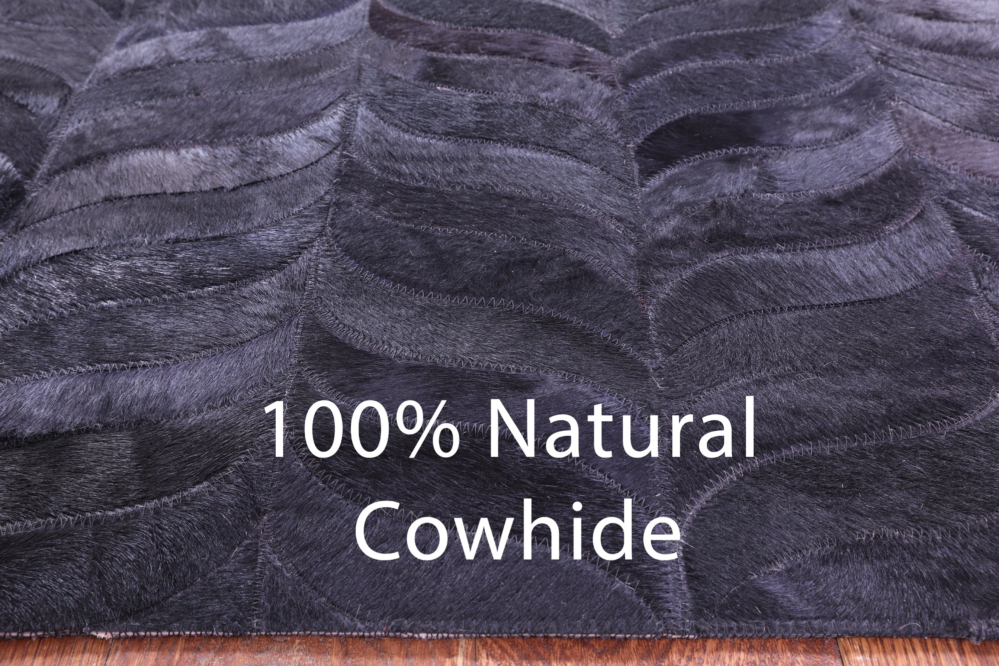 Black Natural Cowhide Hand Stitched Patchwork Runner Rug - 2' 6" X 12' 0"
