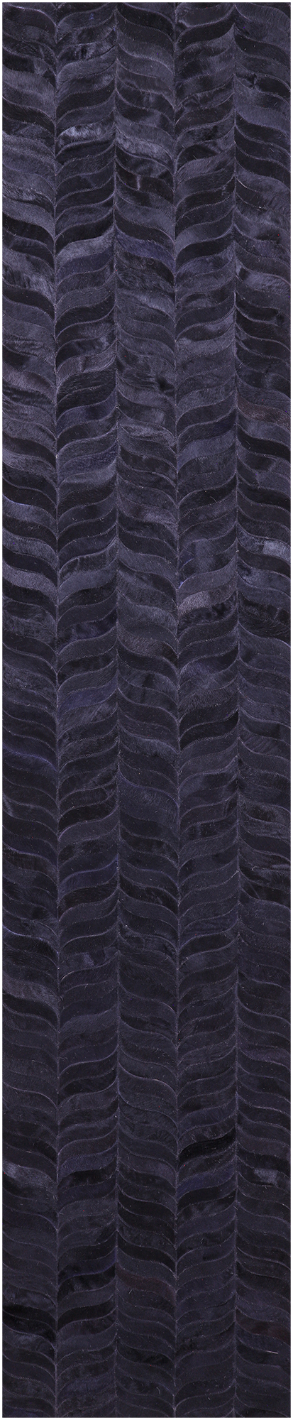 Black Natural Cowhide Hand Stitched Patchwork Runner Rug - 2' 6" X 12' 0"