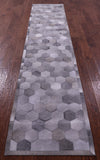 Grey Natural Cowhide Hand Stitched Patchwork Runner Rug - 2' 6" X 12' 0"