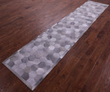 Grey Natural Cowhide Hand Stitched Patchwork Runner Rug - 2' 6" X 12' 0"