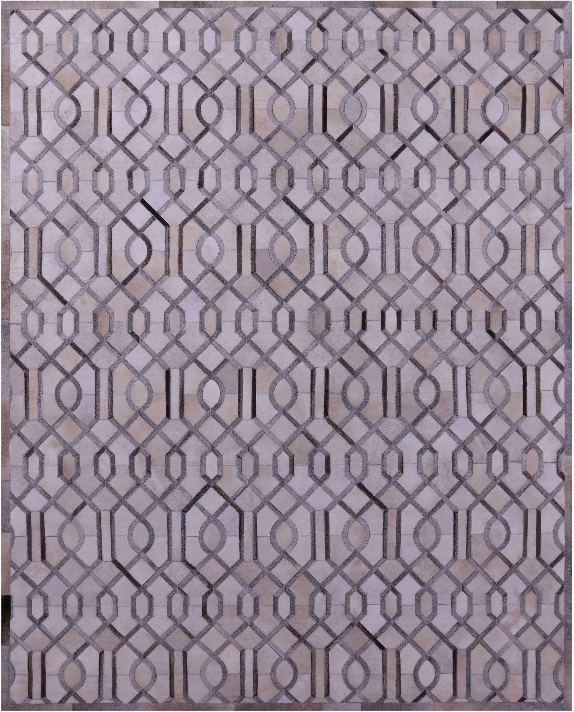 Grey & White Natural Cowhide Hand Stitched Patchwork Rug - 8' 0" X 10' 0"