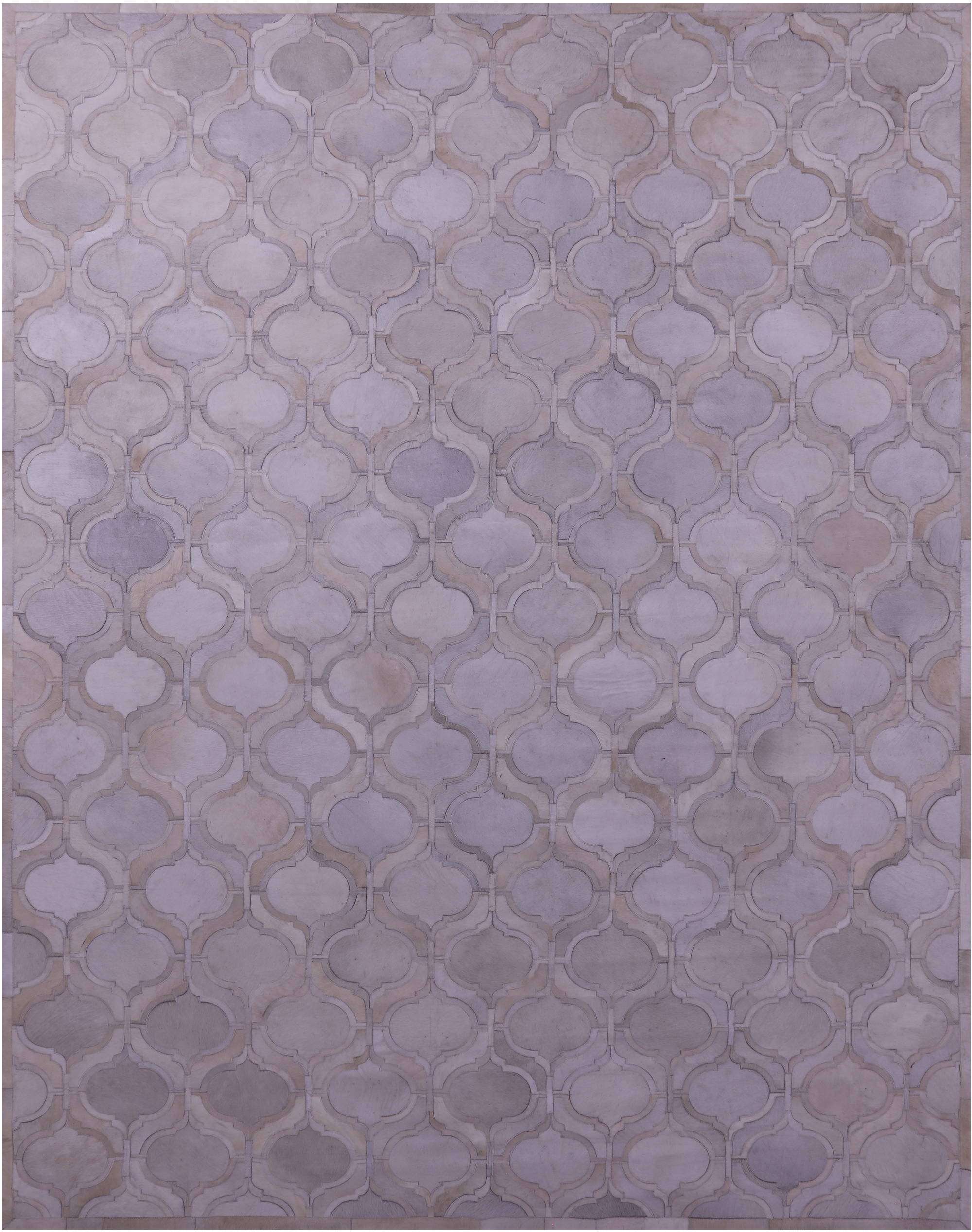 Ivory Natural Cowhide Hand Stitched Patchwork Rug - 9' 0" X 12' 0"