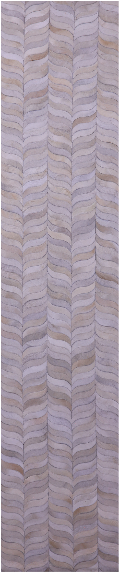 Ivory Natural Cowhide Hand Stitched Patchwork Runner Rug - 2' 6" X 12' 0"