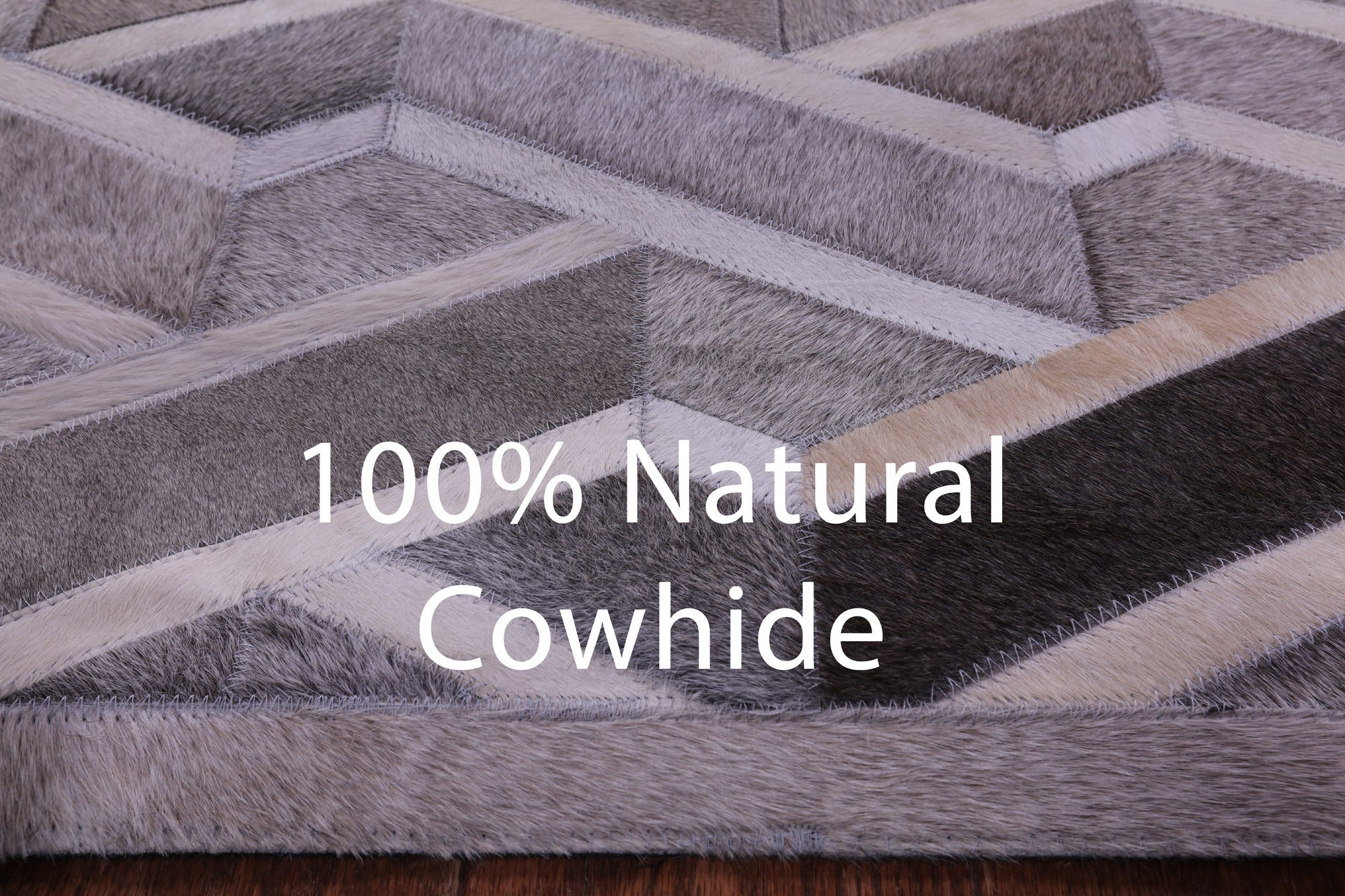 Grey Natural Cowhide Hand Stitched Patchwork Rug - 9' 0" X 12' 0"