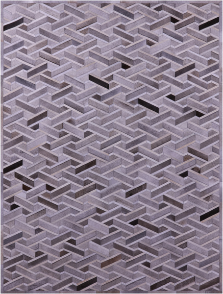 Grey Natural Cowhide Hand Stitched Patchwork Rug - 9' 0" X 12' 0"
