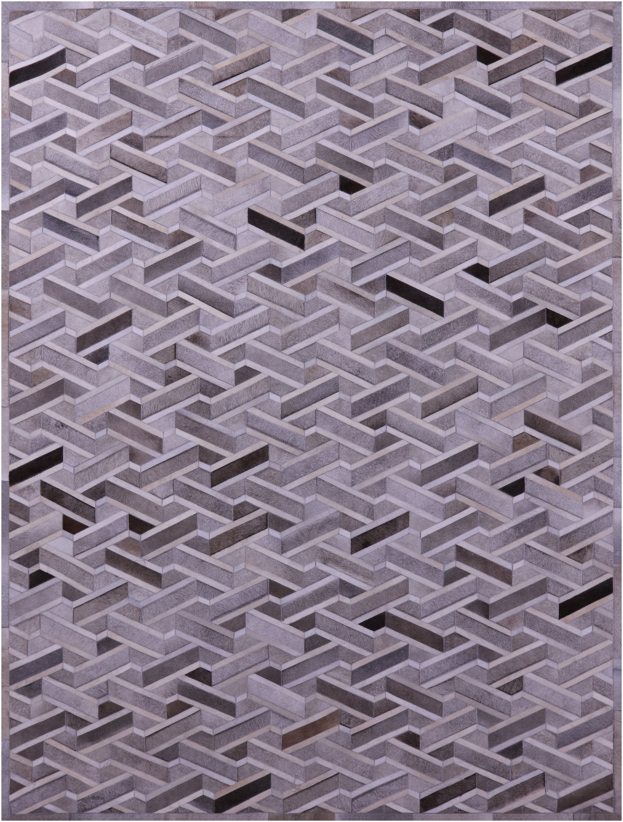 Grey Natural Cowhide Hand Stitched Patchwork Rug - 9' 0" X 12' 0"