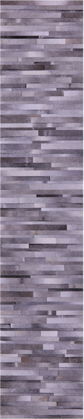 Grey Brickwork Natural Cowhide Hand Stitched Patchwork Runner Rug - 2' 6" X 12' 0"