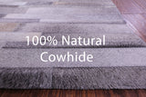 Grey Brickwork Natural Cowhide Hand Stitched Patchwork Runner Rug - 2' 6" X 12' 0"
