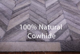 Grey Chevron Natural Cowhide Hand Stitched Patchwork Rug - 8' 0" X 10' 0"