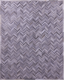 Grey Chevron Natural Cowhide Hand Stitched Patchwork Rug - 8' 0" X 10' 0"