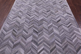 Grey Chevron Natural Cowhide Hand Stitched Patchwork Rug - 6' 0" X 9' 0"