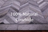 Grey Chevron Natural Cowhide Hand Stitched Patchwork Rug - 6' 0" X 9' 0"