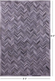 Grey Chevron Natural Cowhide Hand Stitched Patchwork Rug - 6' 0" X 9' 0"