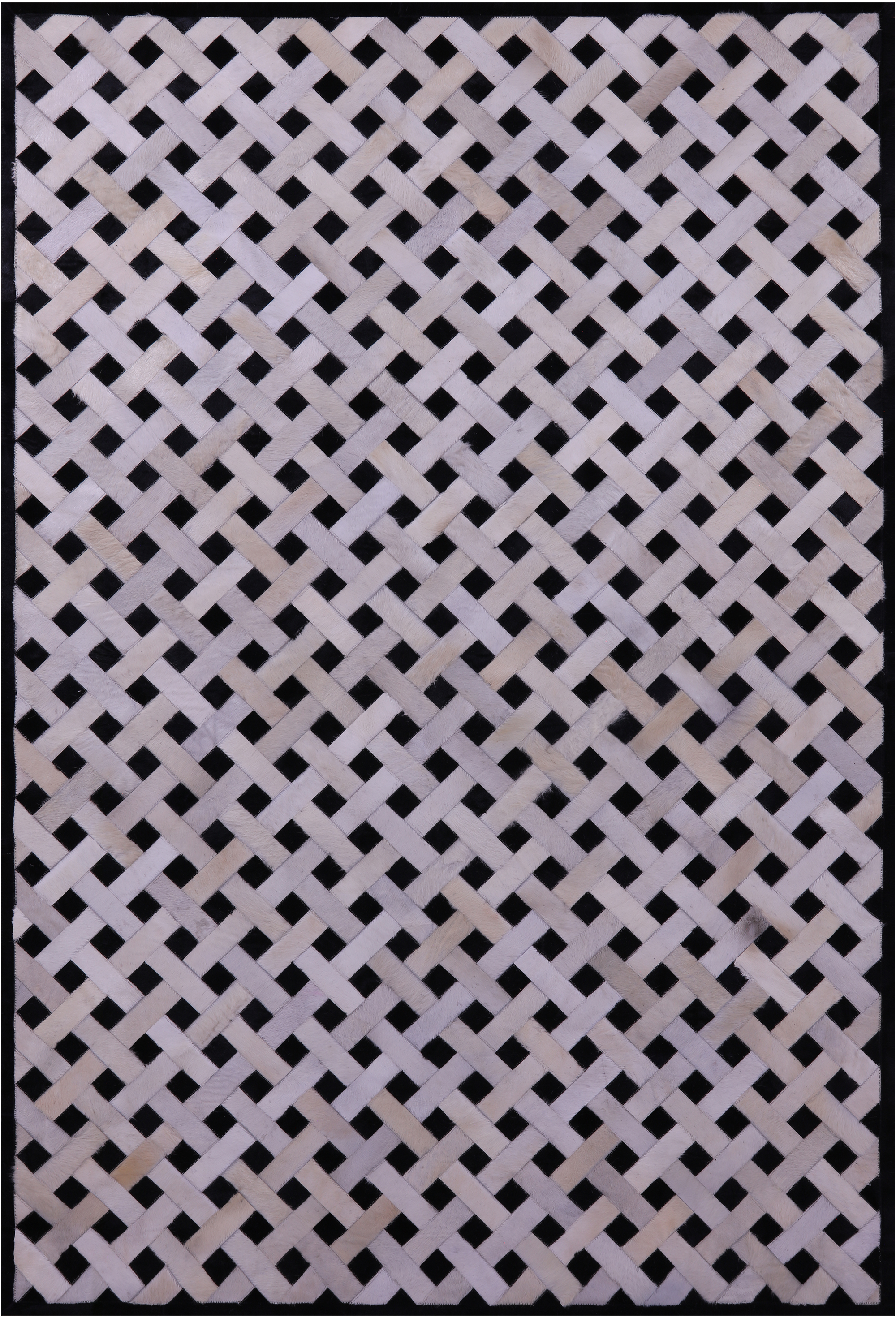 Black & White Natural Cowhide Hand Stitched Patchwork Rug - 6' 0" X 9' 0"