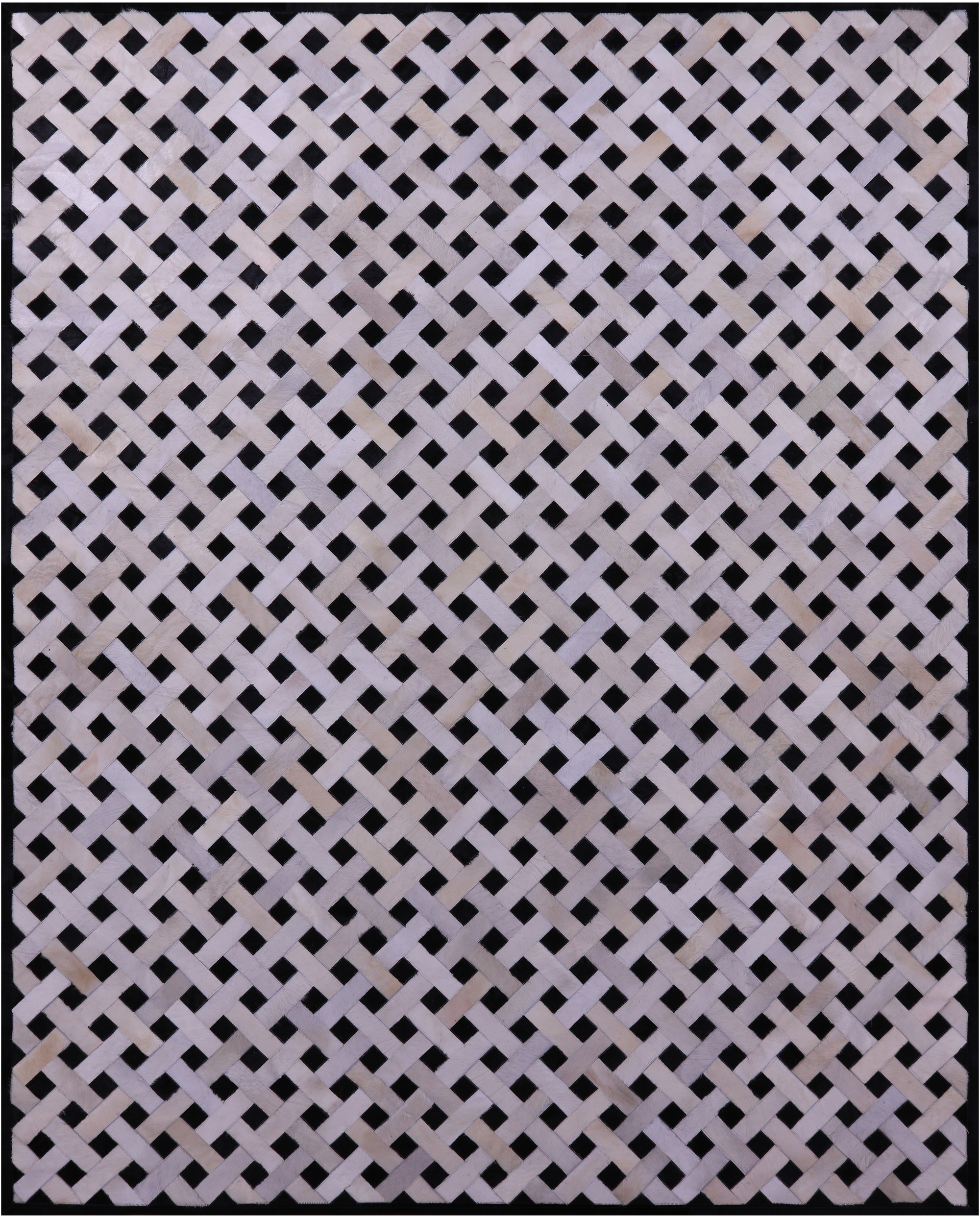 Black & White Natural Cowhide Hand Stitched Patchwork Rug - 8' 0" X 10' 0"