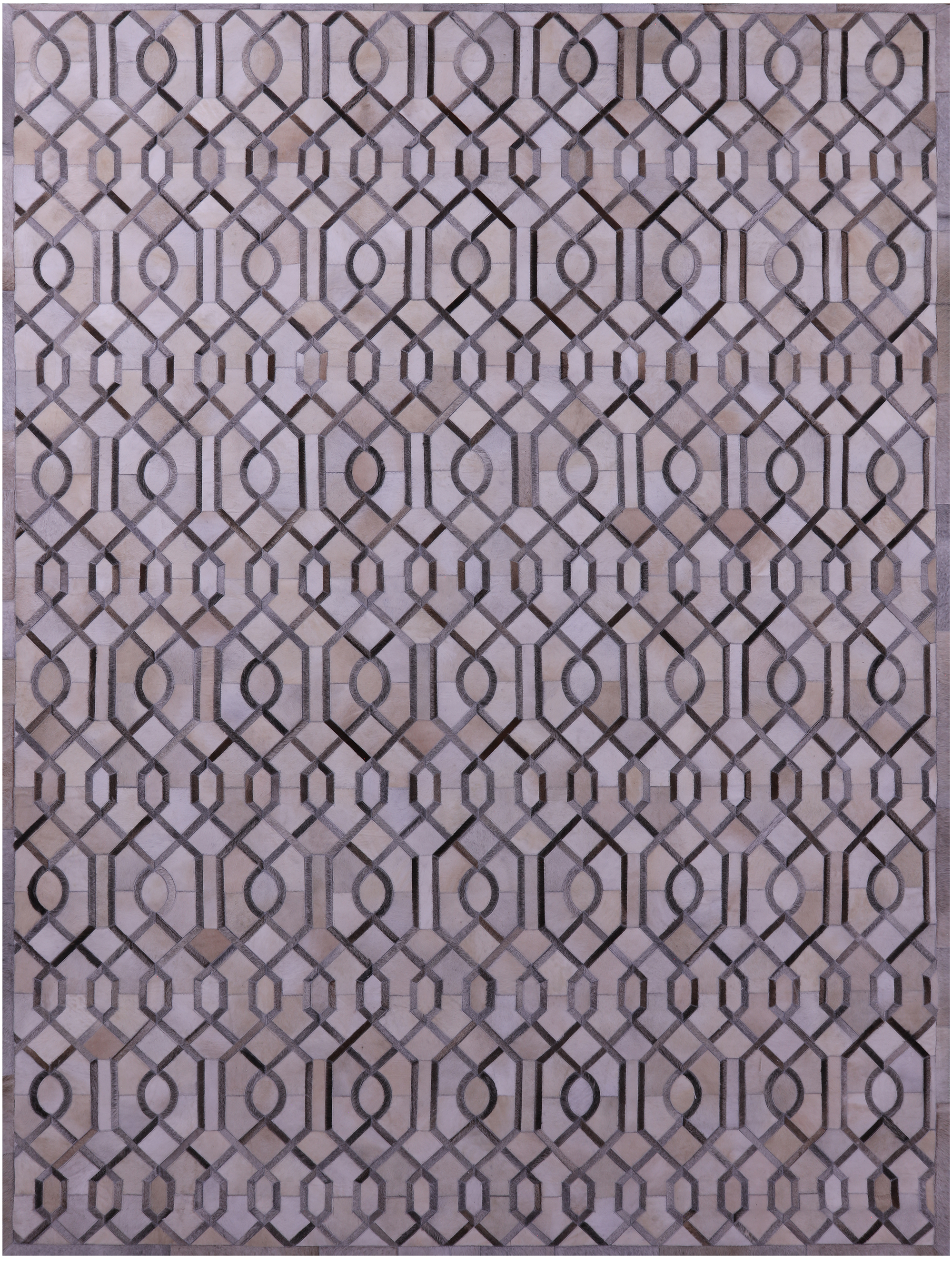 Grey & White Natural Cowhide Hand Stitched Patchwork Rug - 9' 0" X 12' 0"