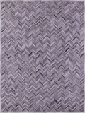Grey Chevron Natural Cowhide Hand Stitched Patchwork Rug - 9' 0" X 12' 0"